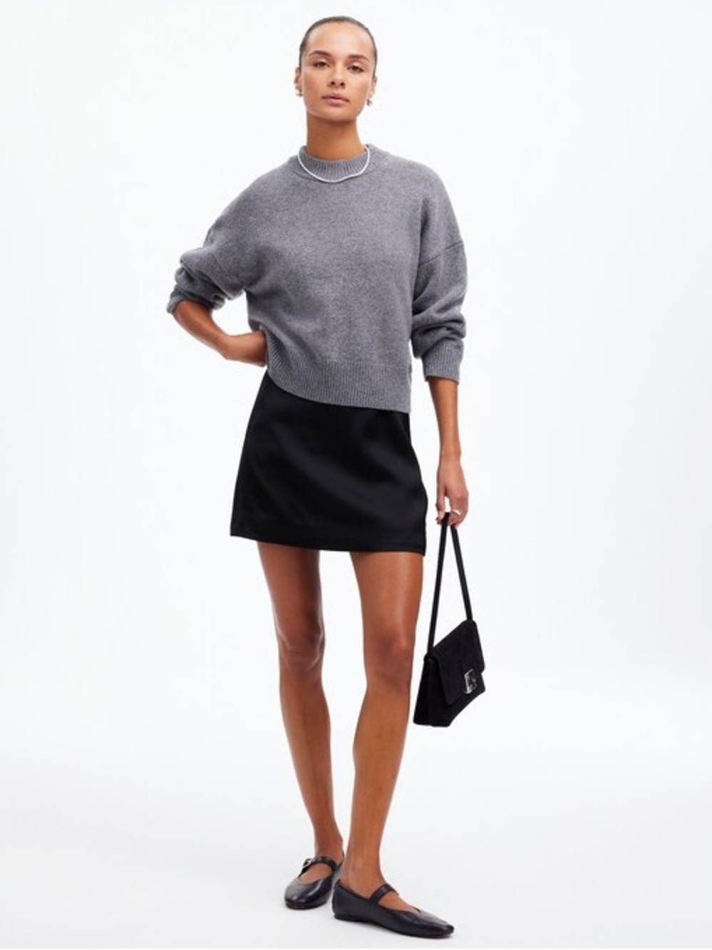 Madewell Black Satin Mini Skirt Sz 6